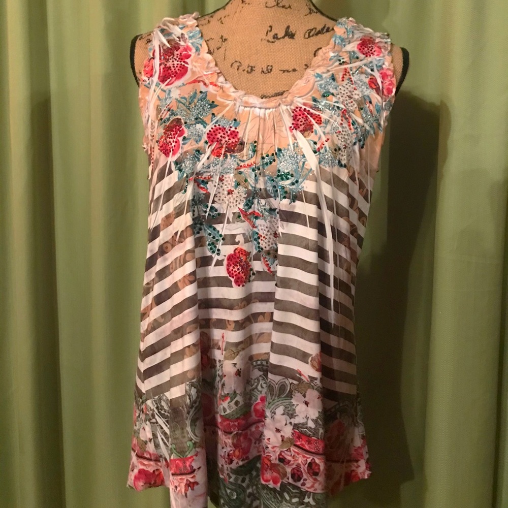 Boutique tank full of sparkle & lace